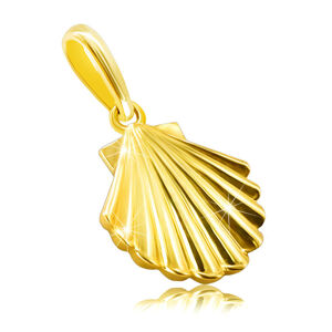 Zlatý prívesok z 9K žltého zlata - morská mušľa, lesklý a hladký povrch