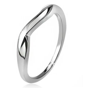 Zvlnený prsteň, hladké ramená, vlna, striebro 925 - Veľkosť: 50 mm